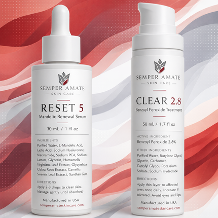 mandelic serum benzoyl peroxide-  reset, clear - Semper Amate Skin Care 